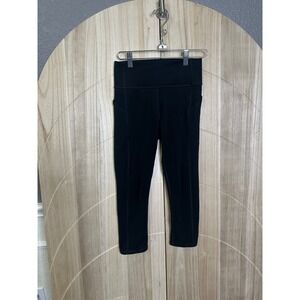 All‎ In Motion Black Active Leggings Kids Size L 10 12 Cropped Capri Pockets